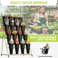 thumbnail image 2 of Flower Display Stand 4 Layers, 16 PCS Black Buckets, Revolving, Metal Frame, Movable Metal Plant Stand, Plant Stand with Wheels for Florist Shop, Office Decor, 2 of 8