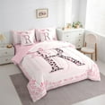 thumbnail image 3 of Castle Fairy Personalized Initial 7-Piece Twin Bedding Sets,Floral Bowknot Bedding Comforter Set,Leopard Print Breathable Sheet Sets,Super Cozy Kawaii Room Decor,Reversible, 3 of 8