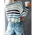 thumbnail image 3 of Amidoa Light Sweaters for Women Long Sleeve Green Striped Cute Pullover Fall Sweaters Womens Cardigan Sweaters S, 3 of 3
