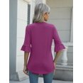 thumbnail image 5 of Blusa Rapbin para mujer, manga 3/4, cuello en V, fucsia, 5 of 5