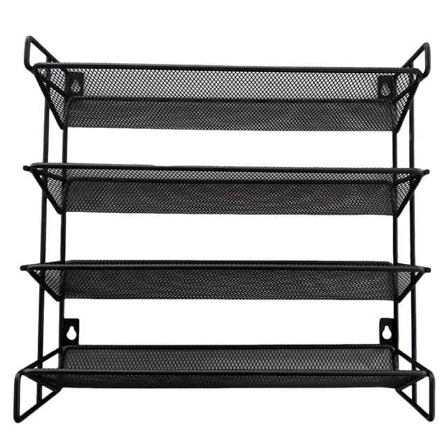 Estante de especias de 4 niveles, soporte de almacenamiento de especias de metal que ahorra espacio para encimera de cocina