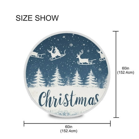 

BZSMCE Round Tablecloth Reindeer Fly on Blue Sky Painting Pattern Tableclothes