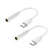 thumbnail image 1 of Adaptador de cable para auriculares USB 3.1 tipo C a 3,5 mm (2 unidades), conector USB-C macho a conector de audio auxiliar hembra de 3,5 mm (blanco), 1 of 7