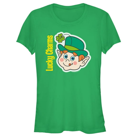 Junior's Lucky Charms Leprechaun Face Graphic Tee Kelly Green 2X Large
