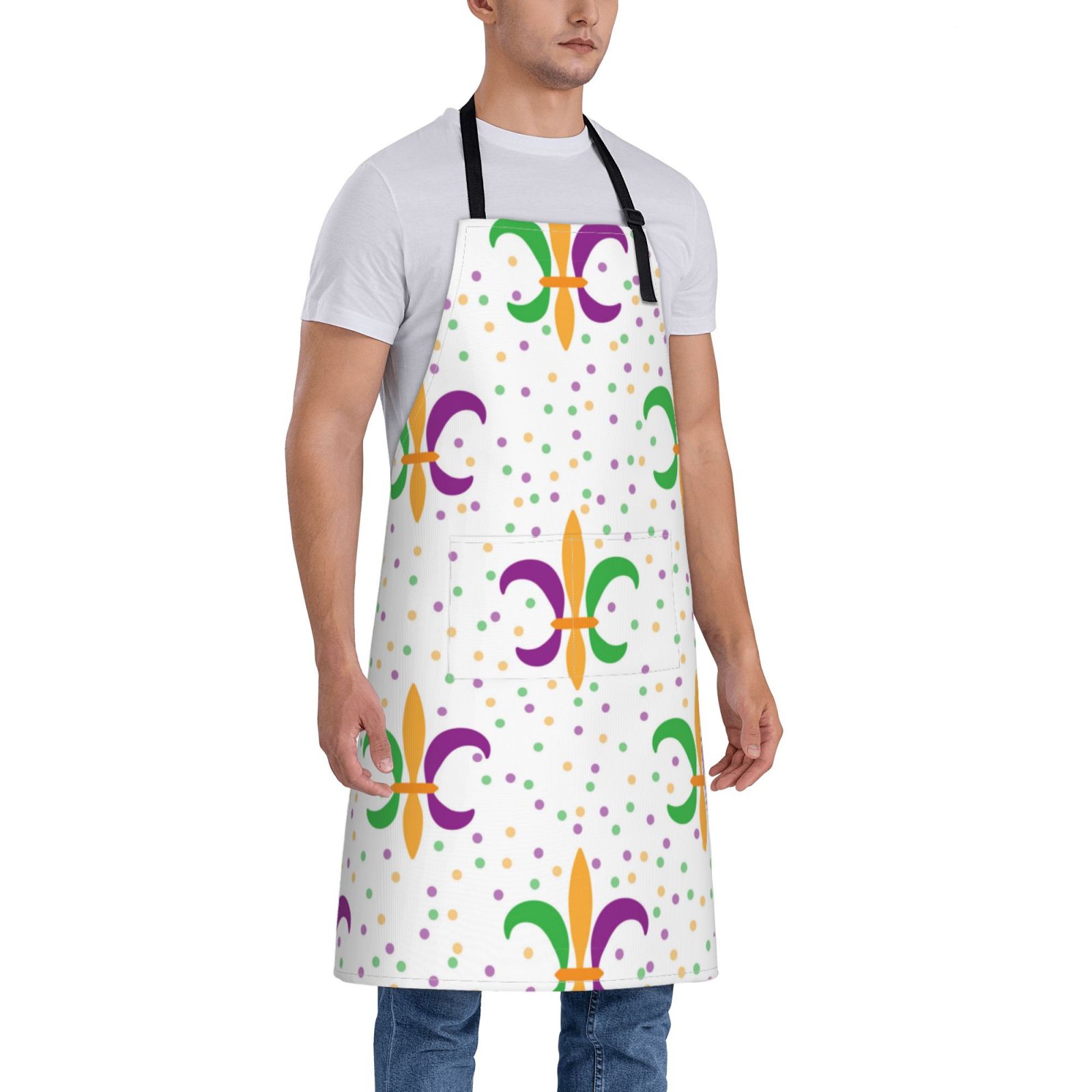 Kdxio Mardi Gras Carnival1 Apron with Pockets Adjustable Kitchen Aprons for Men Women Waterproof Aprons for Cooking,Drawing,Crafting, Baking Household Cleaning