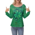 thumbnail image 5 of Kcolen St Patricks Day Shirts Women Shamrock Printed Womens Funny St Patricks Day T Shirts O Neck Soft Casual Long Sleeve Blouses Womens Womens' Tops, Tees & Blouses,Green, 5 of 5