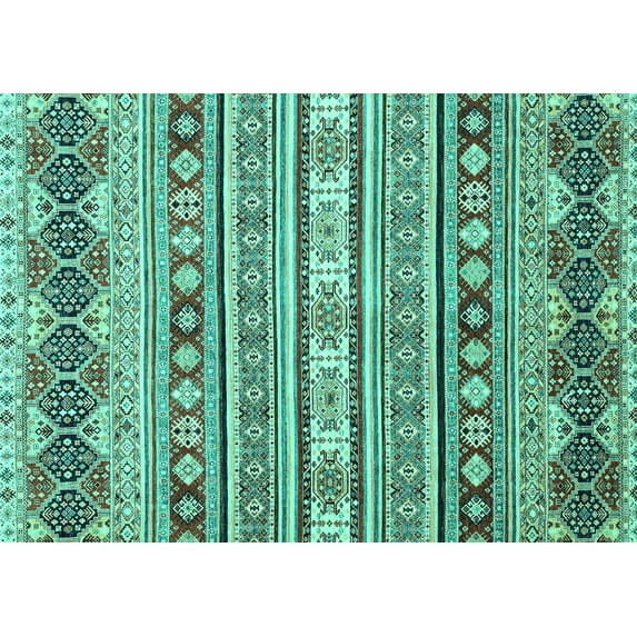 Ahgly Company Indoor Rectangle Abstract Turquoise Blue Modern Area Rugs, 8' x 10'