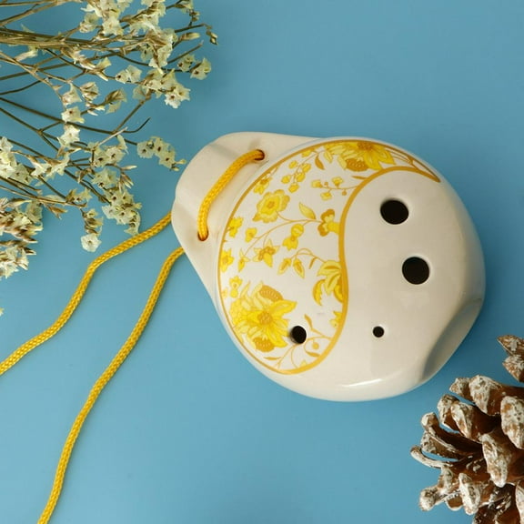 Professional 6 Hole Alto C Key Ocarina Ceramic Musical Instrument with Lanyard