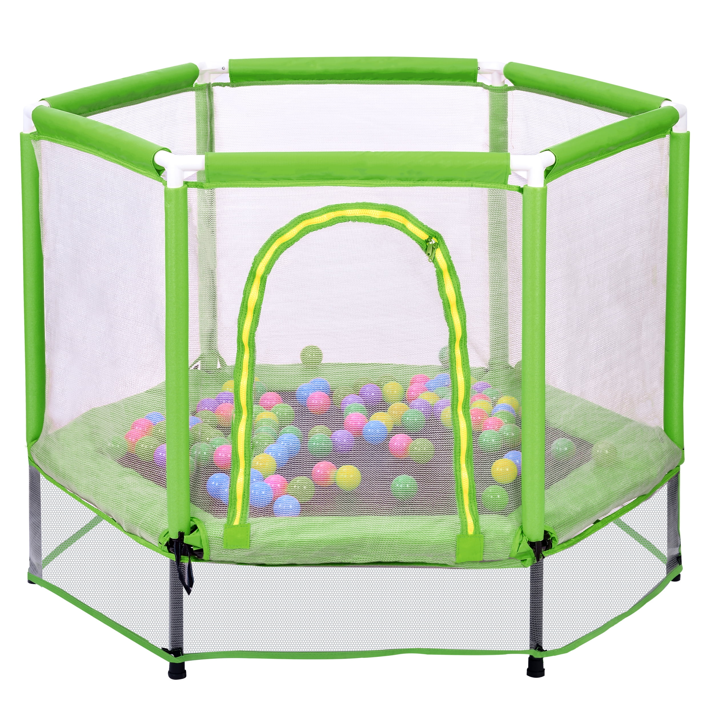 55 Inch Kids Trampoline with Safety Enclosure Net & Ocean Balls, Indoor Outdoor Mini Trampoline for Toddlers