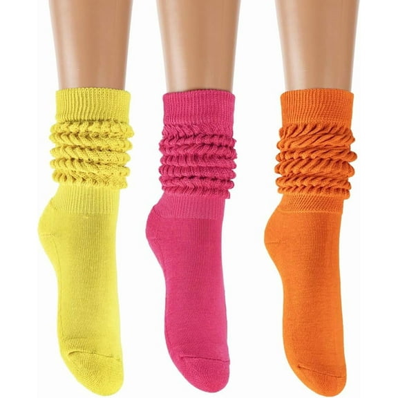 Slouch Socks Womens Scrunch Knee-High Boot Socks Slouchy Extra Long Soft 3 Pairs Stacked Socks Size 5-11