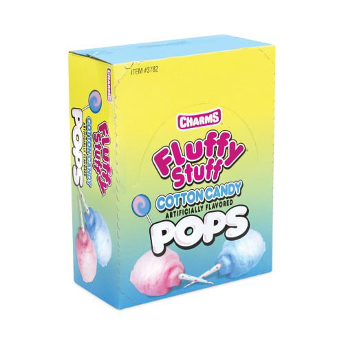  Fluffy Stuff Cotton Candy Pops (48 Count Box of 0.62