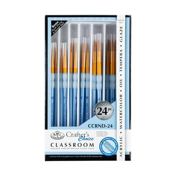 Royal & Langnickel Crafter's Choice™ Gold Taklon 24pc Round Brush Assortment