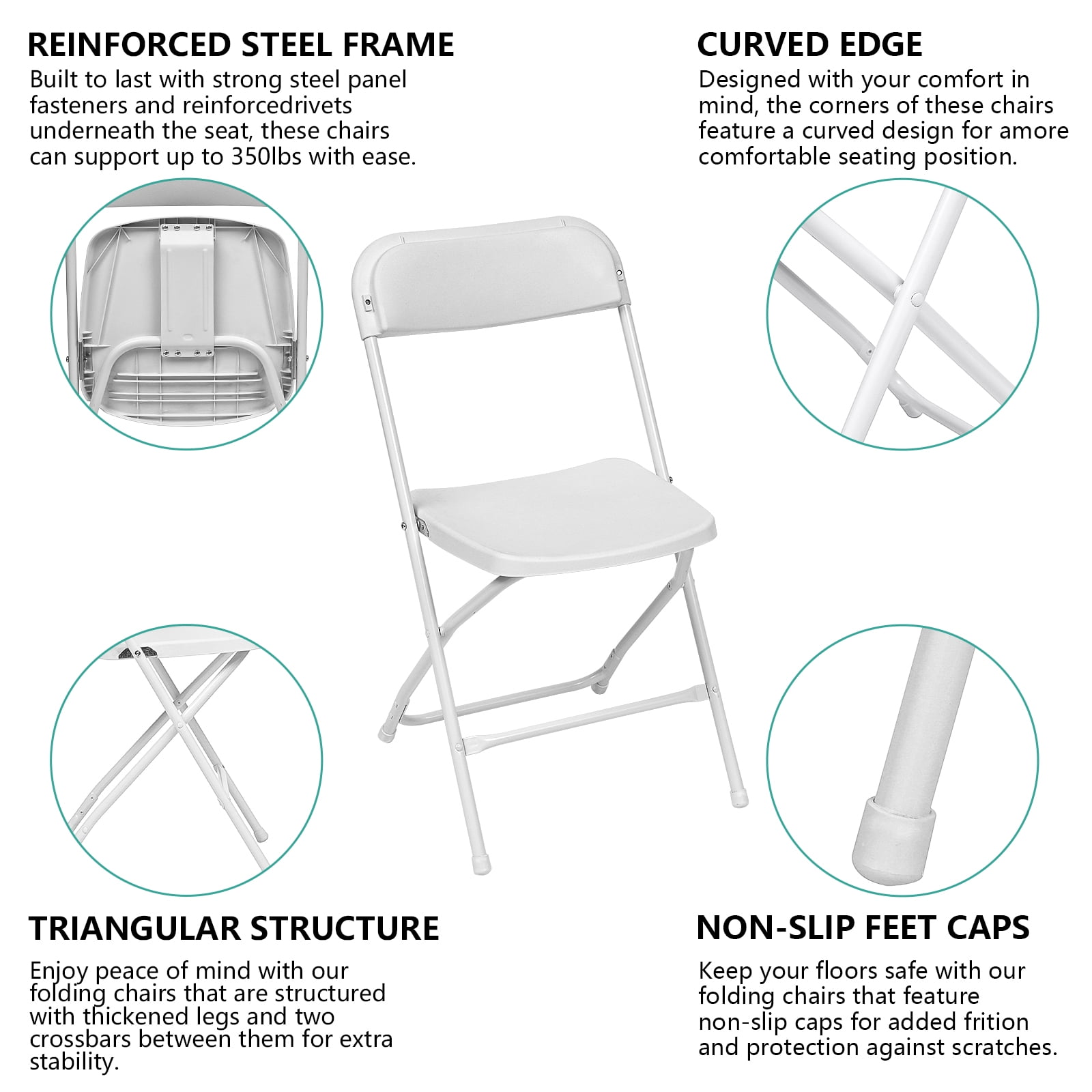 SUGIFT 10 Pack Plastic Folding Chair Outdoor Indoor White Folding Chairs, 350lbs Capacity - Walmart.com SUGIFT 10 Pack Plastic Folding Chair Outdoor Indoor White Folding Chairs, 350lbs Capacity - Walmart.com