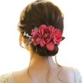 thumbnail image 1 of XASZHN Flower Metal Hair Side Combs Slide Clips Floral Hair Accessory Red_006 One Size, 1 of 5