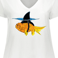 thumbnail image 4 of Inktastic Funny Goldfish with Shark Fin Women's Plus Size V-Neck T-Shirt, 4 of 5
