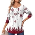 thumbnail image 2 of ShiShine Long Sleeve Shirts for Women Fall Tops Printed Dressy Blouses Pleated Front Crewneck Loose Fit Tunic Tops, 2 of 5