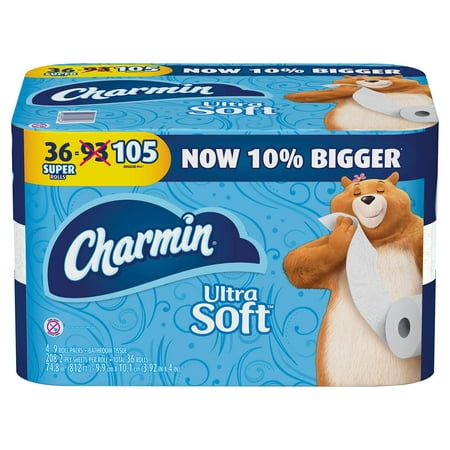 Charmin Ultra Clog and septic-safe Soft Irresistibly Toilet Paper (208 sheets per roll, 36 Super