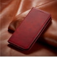 thumbnail image 3 of Magnetic Closure Flip Wallet Leather Phone Case Shockproof Durable Card Holder Deluxe PU Cover for iPhone 11 14 Pro Max 12 13 Mini XR XS 7 8 Plus SE Red, 3 of 8