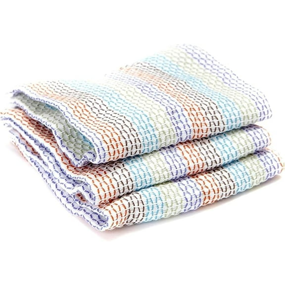 Dish Cloths 3-Pack, Assorted Colors - Eco-Friendly, Durable, Reusable Cleaning Cloths for Kitchen Use