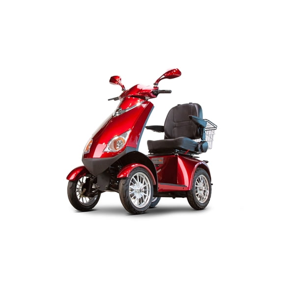 Deluxe Scooters 72  Premium Mobility Scooter with 3-Year Warranty, 500 lbs Weight Capacity, Fully Assembled, Adjustable Captain's Seat, Long Range RED…