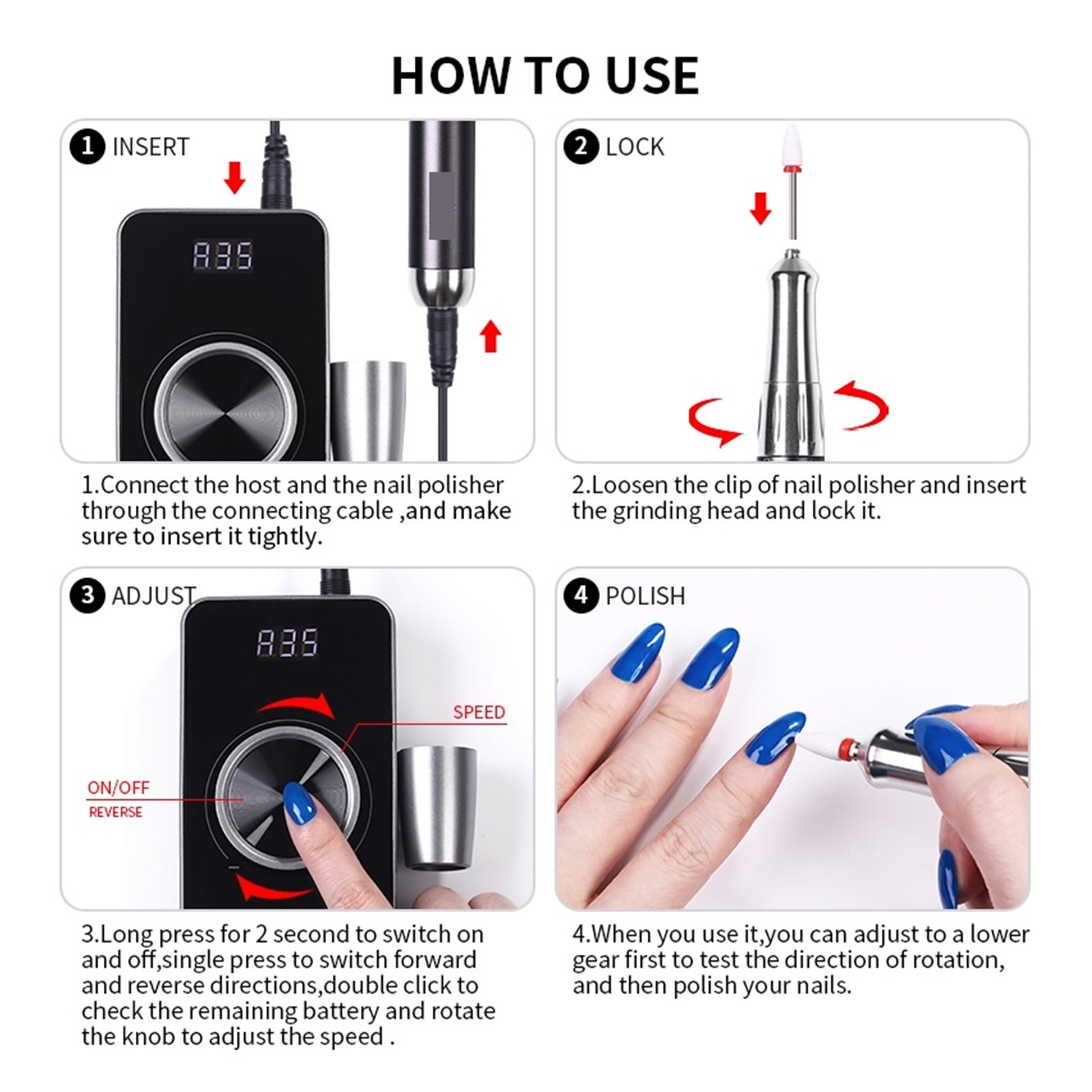 Nail Drill Machine, 35000RPM Nail Drill Machine With Full LCD Display, Rechargeable Nail Drill Pen For Manicure Kit With Cutter Nails Tool