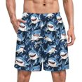 thumbnail image 1 of NICKSUN Shorts de Pyjama Amusants pour Hommes, Bas de Pyjama Courts Doux avec Poches, Bleu Requin Cartoon, S, 1 of 6
