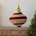 thumbnail image 4 of Striped Christmas Ball Ornament, 3.4x3.1x3.1in Foam Hanging Decor, Elegant Red Gold Glossy Finish, for Christmas Tree Holiday Display, 4 of 5