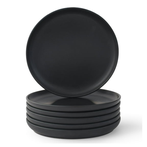 JoyJolt Mesa 6pc Stoneware 8" Salad plate set - Matte Black