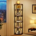 thumbnail image 3 of Tribesigns 6 Tier Tall Corner Bookcase, Wood Metal, 12.59" x 12.59" x 66.9", 23 lb, 3 of 7