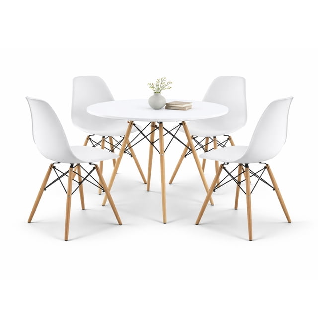 Set de Comedor Oslo 80 Mundo In Mesa blanca y 4 Sillas Eames blancas Mundo In Minimalista