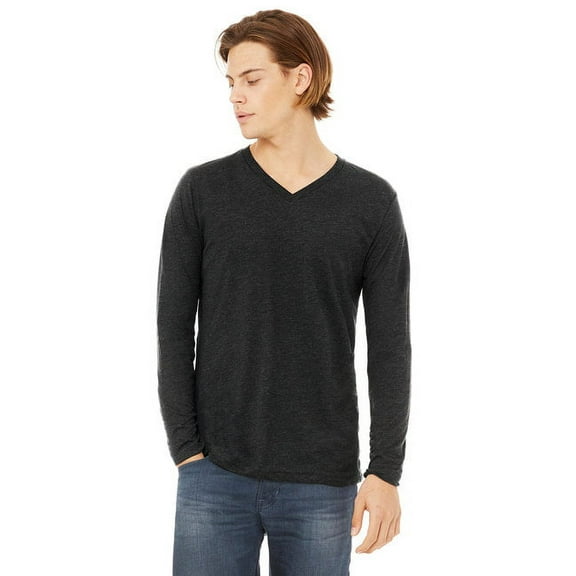 Bella Tshirt 3425 Blank Men's Triblend Long-Sleeve V-Neck