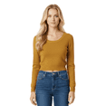 thumbnail image 3 of Women's Stretch Crop Top Pullover Sweater - Long Sleeve Slim Bodycon Crewneck Basic Casual Pullover Solid Cropped Knit Top MK3637-BRZ-M, 3 of 5