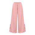 thumbnail image 6 of Vynhevius Women Solid Pants Wide‑Leg Elastic Drawstring Waist Pockets Loose Fit Casual Long Trousers, 6 of 6