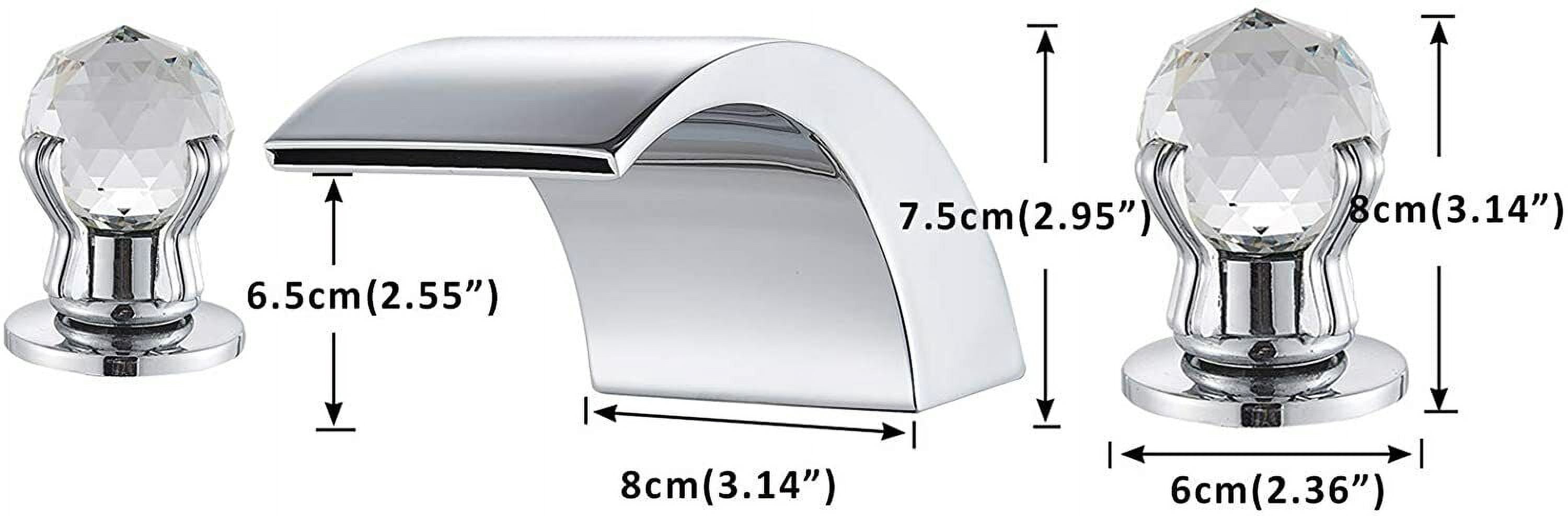 Widespread Bathroom Basin Sink Faucet LED Spout 2-Handle 3 hole Mixer Tap Chrome