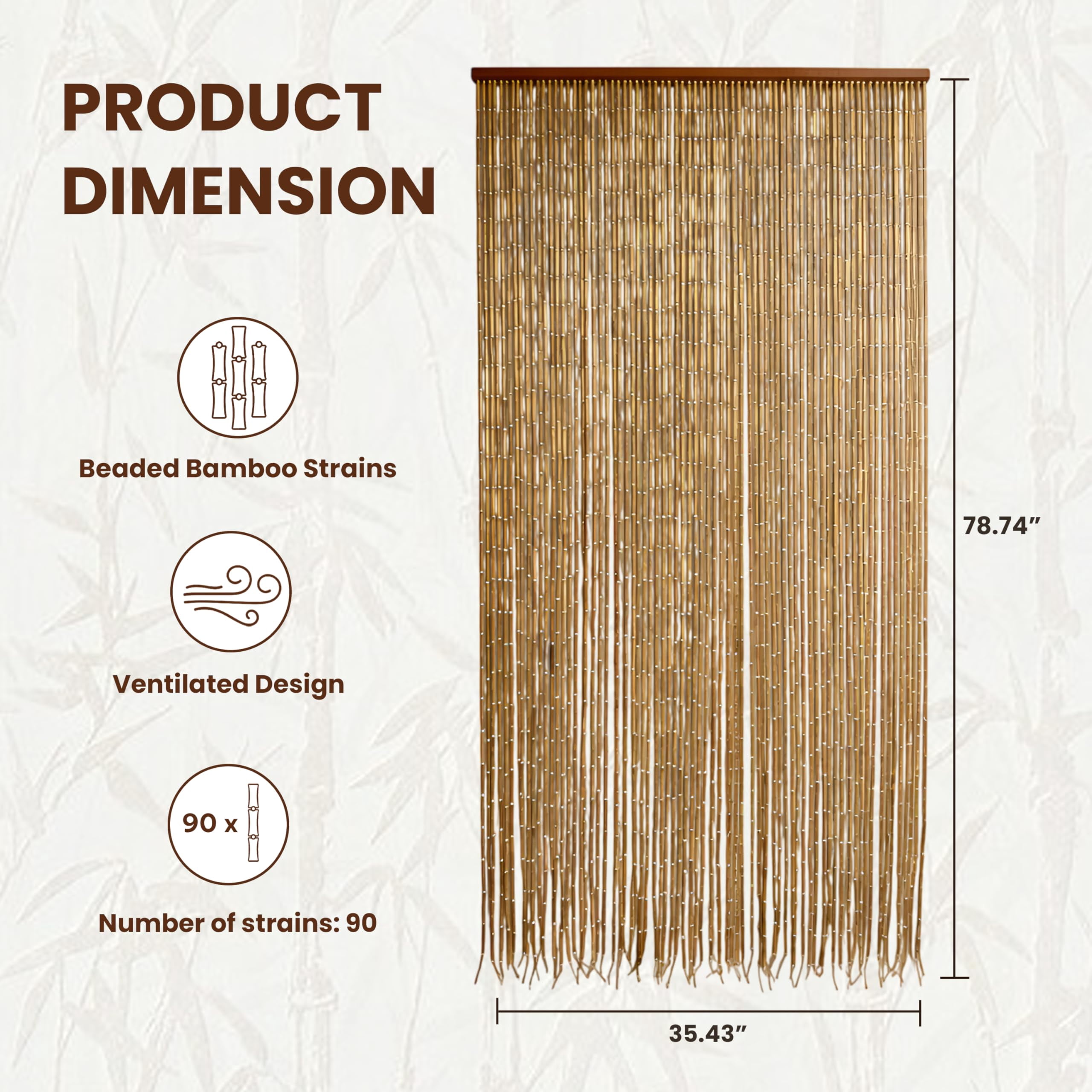 Beaded Doorway Curtains Natural (With Round Bead) Decorative Indoor Hanging Blinds