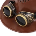 thumbnail image 5 of Jiibva Western Cowboy Hat Leather Vintage Sun Cap Large Curved Wide Brim With Windproof Goggles for Men and Women, 5 of 7