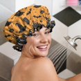 thumbnail image 5 of Shower Caps,Witch Hat Halloween Pattern Waterproof Shower Cap for Women 4 Pieces,Double Reusable Hair Cover for Shower PEVA Elastic Stretch Hem, 5 of 7