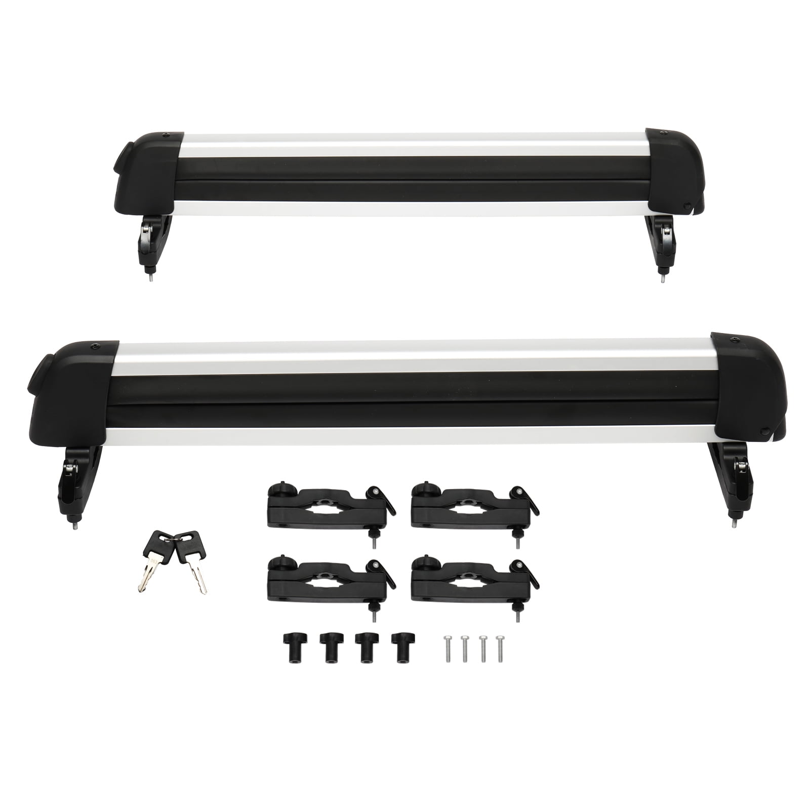 L Size Car Ski Snowboard Roof Racks 2 Pcs Universal Aluminum Ski Snowboard Car Carriers Lockable