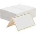 thumbnail image 2 of 50 Pack Small Paper Place Cards for Table Setting with Gold Foil Border for Restaurants, Banquets, Dinner Parties (White,） ShuxiuWang 1327537015611, 2 of 5