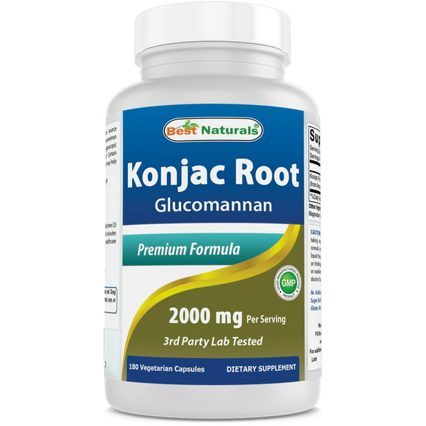 Best Naturals Konjac Root 2000 mg 180 Vegetarian Capsules - Walmart.com