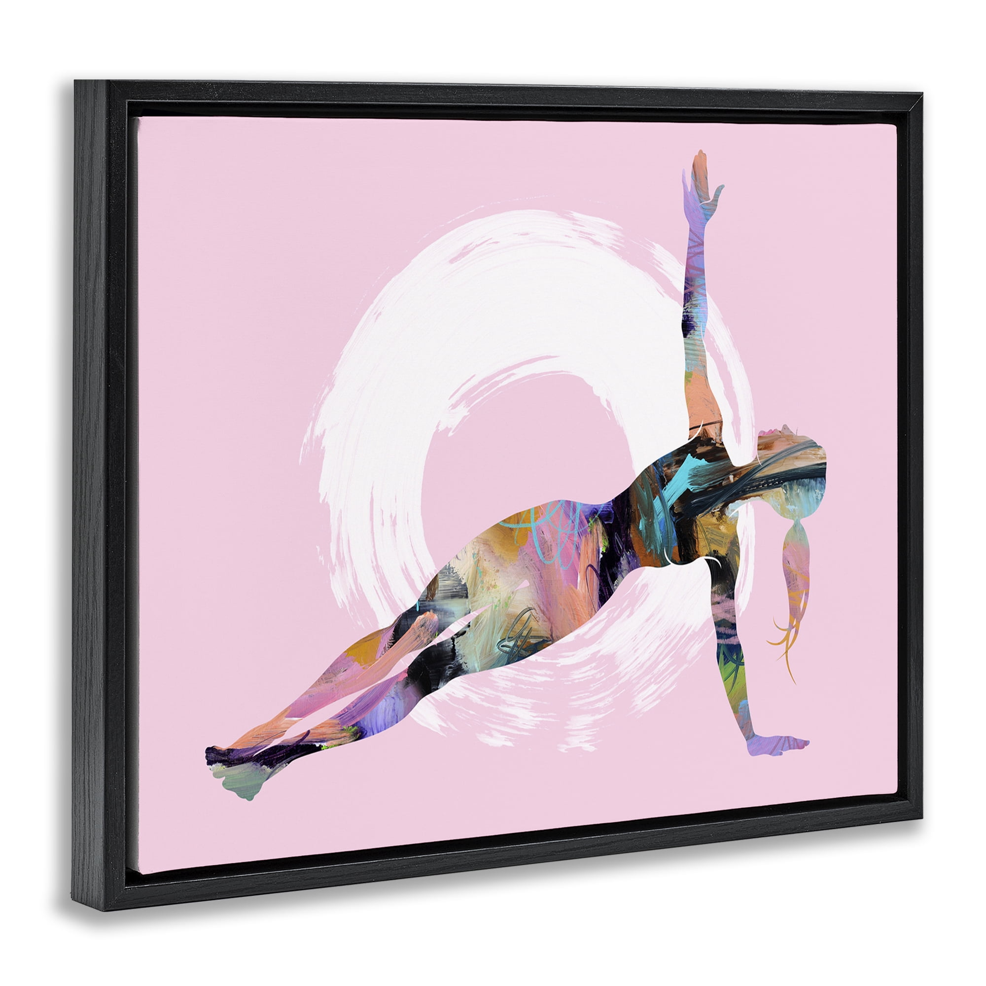 Stupell Industries Abstract Yoga Exercise People Painting Black Floater Framed Canvas Art Print Wall Art, 31 x 25