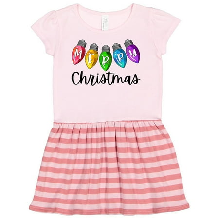 

Inktastic Merry Christmas Rainbow Holiday Lights Gift Toddler Girl Dress
