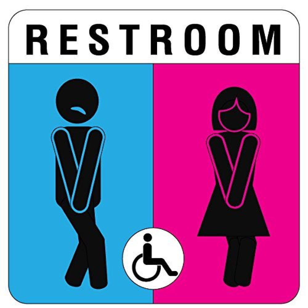 "Unique Unisex Bathroom Sign, Funny and Modern Restroom Signage for Office, Restaurant or Any