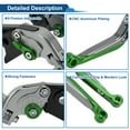 thumbnail image 4 of Palancas de freno y embrague cortas largas para Kawasaki ZX7R/ZX7RR 1989-2003, palanca de freno ajustable de motocicleta, aleación de aluminio, mango de titanio con extremo verde, 4 of 6