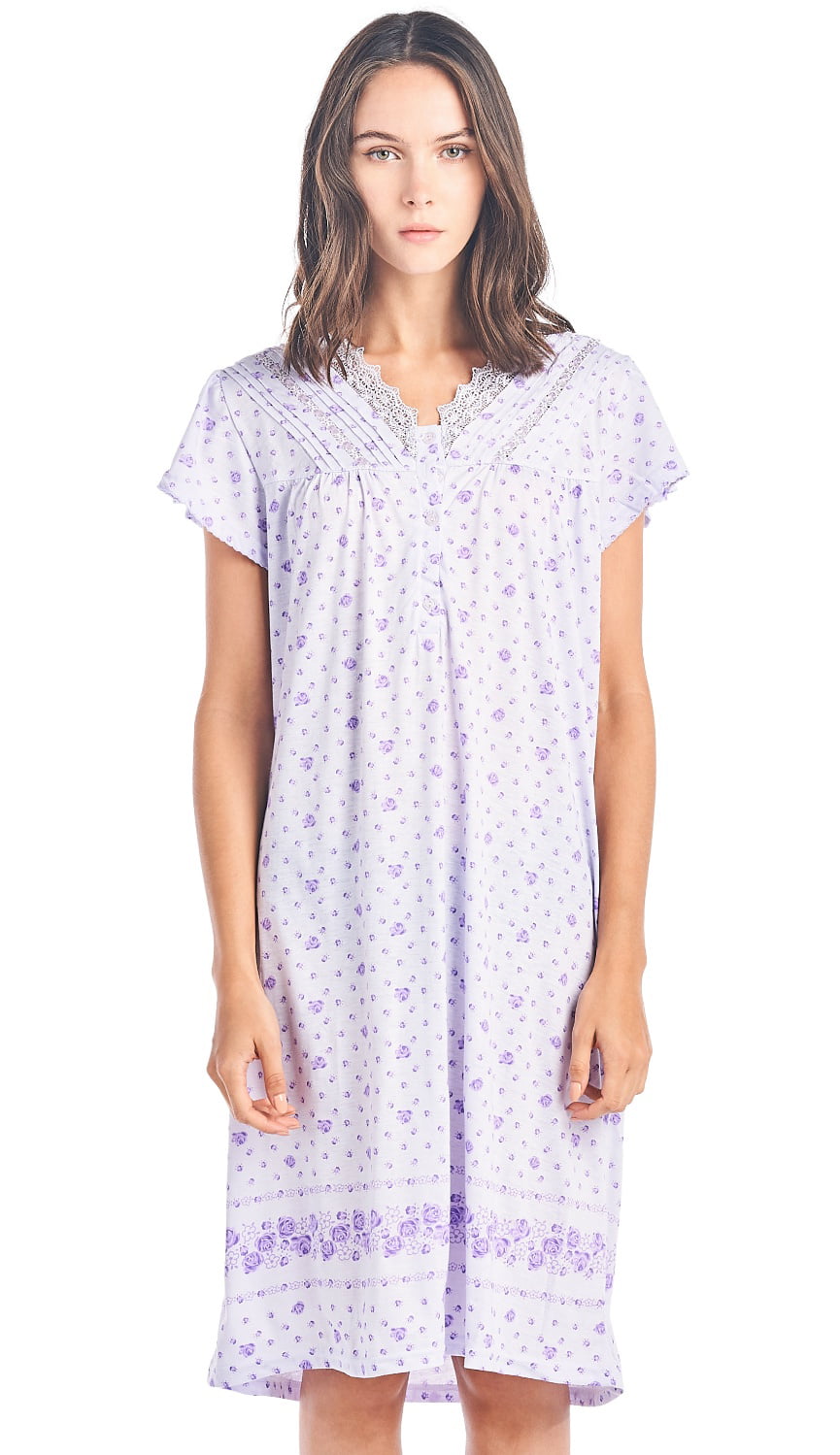 Casual Nights Women S Floral V Neck Short Sleeve Nightgown