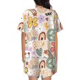 thumbnail image 4 of Womens Pajama Sets With Pocket, flowers rainbow peace sign Lounge Sets Short Sleeve Sleepwear PJ Sets for Women, 4 of 6