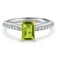 thumbnail image 3 of Gem Stone King 10K Two Tone Gold Green Peridot and Lab Grown Diamond Engagement Ring for Women | 1.18 Cttw | Emerald Cut 7X5MM | Gemstone August Birthstone | Size 9, 3 of 6