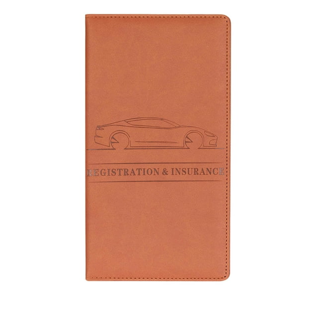 Car Registration & Insurance Card Holder Magnetic Closure Synthetic Leather Organizer for Glove Box ID License Document Storage Wallet