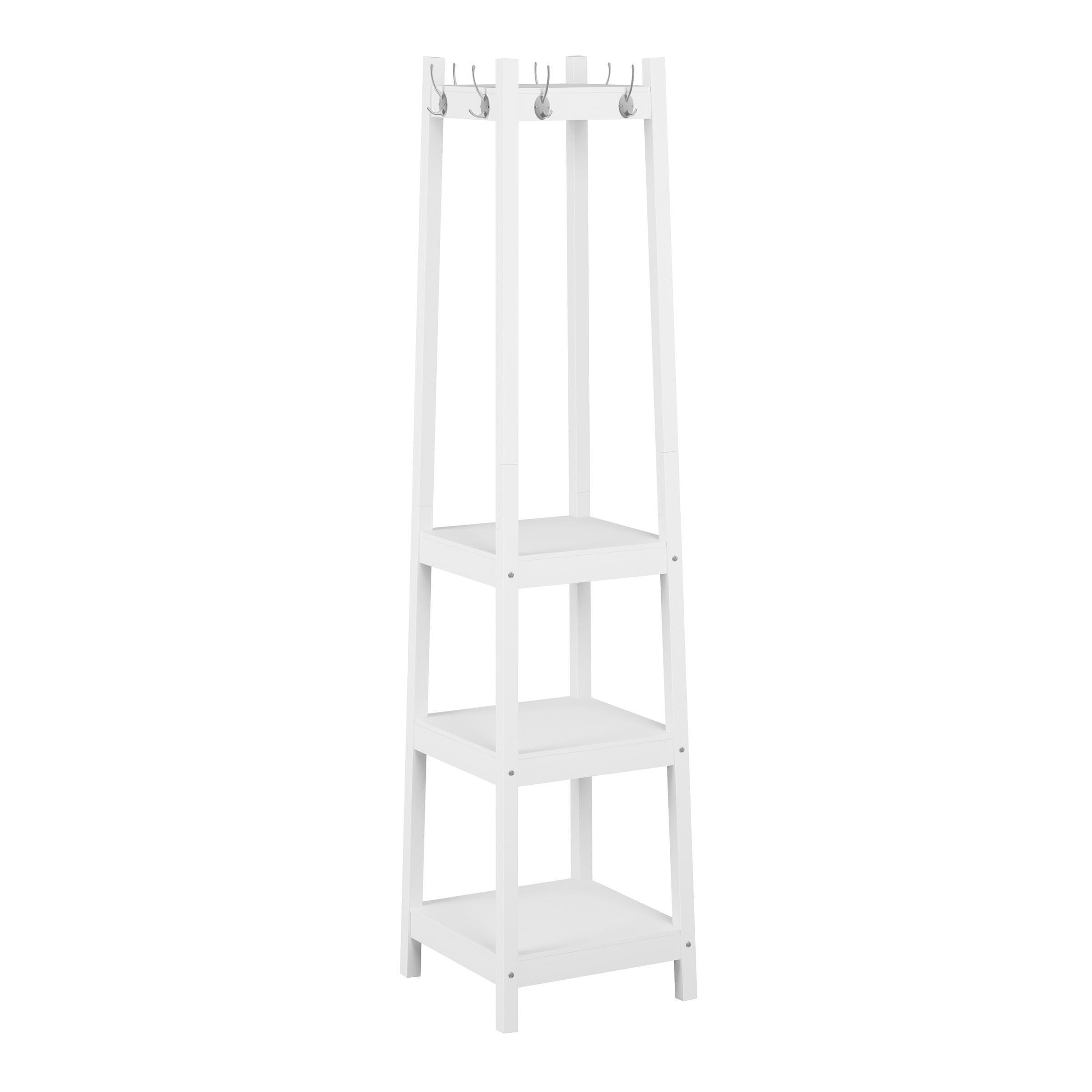Coat Rackwith Hanging Hooks and 3 Tiers of Shelves by Lavish Home