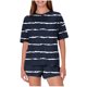 thumbnail image 1 of Pijama informal holgado con estampado de cuello redondo y manga corta para mujer, de poliéster, 1 of 5
